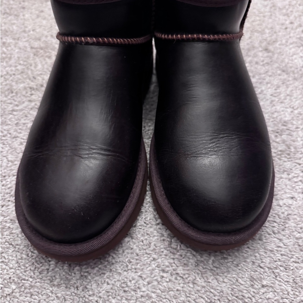 UGG Brown Leather Ankle Boots with Textured Sole - Picture 6 of 7